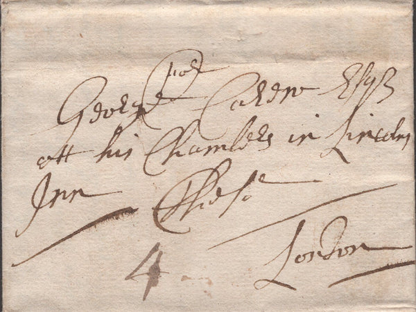 138617 1711 MAIL PEMBROKE TO LONDON WITH 'PEM-/BROOK' TWO LINE HAND STAMP (W1874).