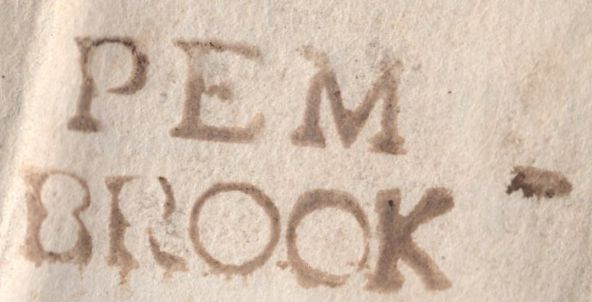 138617 1711 MAIL PEMBROKE TO LONDON WITH 'PEM-/BROOK' TWO LINE HAND STAMP (W1874).