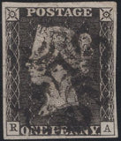 138635 1840 1D GREY-BLACK PL.10 (SG3)(RA CONSTANT VARIETY 'P CONVERTED TO R' SPEC AS67c) FINE USED.