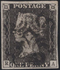 138635 1840 1D GREY-BLACK PL.10 (SG3)(RA CONSTANT VARIETY 'P CONVERTED TO R' SPEC AS67c) FINE USED.