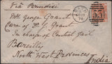 138640 1878 MAIL BATH TO INDIA WITH 8D ORANGE (SG156), GOOD TO FINE USED.