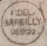 138640 1878 MAIL BATH TO INDIA WITH 8D ORANGE (SG156), GOOD TO FINE USED.