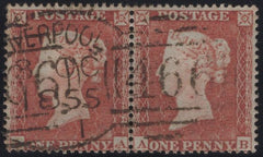 138648 1854 DIE 1 1D RES.PL.2 (SG17) FINE HORIZONTAL PAIR AA AB, AA WITH RE-ENTRY (SPEC C1e).