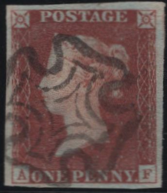 138655 1841 1D RED PL.1b (SG7)(AF) SUPERB USED.