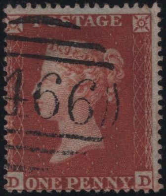 138672 1854 DIE 1 1D PL.192 (SG17)(DD) GOOD TO FINE USED.