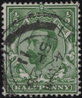 138679 1911 ½D DOWNEY DIE B WATERMARK SIDEWAYS (SG325a) FINE USED.