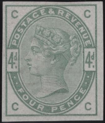138680 1884 4D DULL GREEN ERROR IMPERFORATE (SG192a SPEC K22a) SUPERB MINT SINGLE.