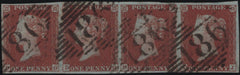 138686 1849 1D PL.98 (SG8) FINE USED STRIP OF FOUR.