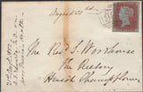 138688 1852 MAIL WIVELISCOMBE TO HUISH CHAMPFLOWER WITH 'HUISH-CHAMPLFLOWER' UDC AND 1D PL.143 (SG8) LETTERED JI WITH CONSTANT VARIETY.