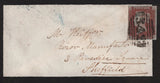138703 1849 MOURNING ENVELOPE HASTINGS TO SHEFFIELD, 1D PL.80(SG8)(TG).
