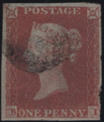 138710 1848 1D PL.81 (SG8)(BI) MISSING IMPRIMATUR LETTERING.