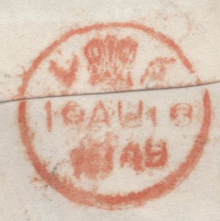 138722 1849 MAIL FALMOUTH TO LONDON WITH 1D PL.87 (SG8)(GK) FINE USED.