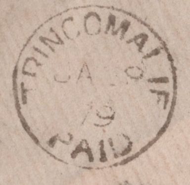 138747 1878 MAIL HULL TO CEYLON WITH 8D ORANGE (SG156)(AE).