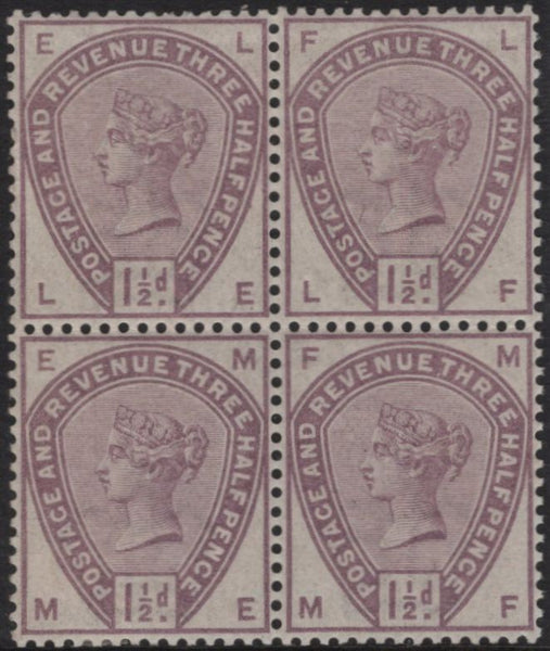 138749 1884 1½D LILAC (SG188) FINE MINT BLOCK OF FOUR.