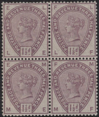 138749 1884 1½D LILAC (SG188) FINE MINT BLOCK OF FOUR.