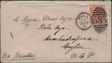 138754 1878 MAIL HULL TO CEYLON WITH 8D ORANGE (SG156)(HF).