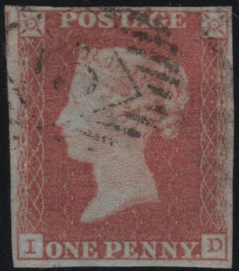 138757 1849 1D PL.89 PALE RED-BROWN SHADE (SG9)(ID) FINE USED.