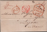 138760 1841 MAIL LONDON TO LYON, FRANCE, POST PAID AND 'T.P/St. Jame's St' HAND STAMP (L505/STJA19).