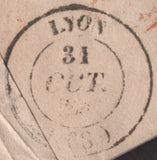 138760 1841 MAIL LONDON TO LYON, FRANCE, POST PAID AND 'T.P/St. Jame's St' HAND STAMP (L505/STJA19).