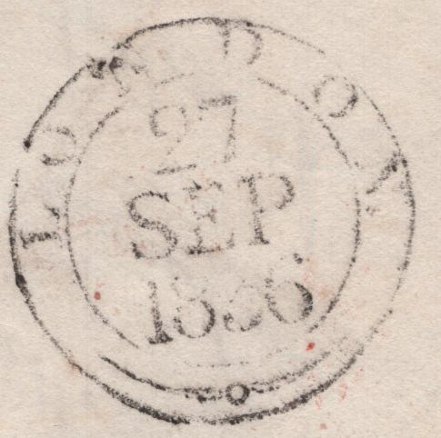 138762 1836 MAIL LONDON TO LYONS, POST PAID TO CALAIS.
