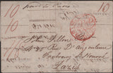 138763 1836 LETTER LONDON TO PARIS, POST PAID TO PARIS.