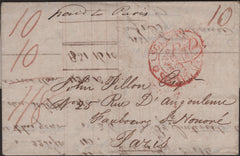 138763 1836 LETTER LONDON TO PARIS, POST PAID TO PARIS.