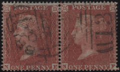 138769 1855 DIE 2 1D PL.8 L.C.16 (SG26) HORIZONTAL PAIR LETTERED NE NF.