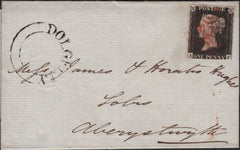 138773 1840 MAIL DOLGELLY TO ABERYSTWITH WITH 1D PL.1B (SG2)(AF) AND 'DOLGELLY' UDC (W952).