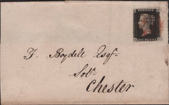 138777 1840 LARGE PART WRAPPER CHIRK, DENBIGHSHIRE TO CHESTER WITH 1D BLACK PL.5 (SG2)(RD).