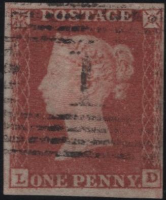 138781 1849 1D PL.91 (SG8)(LD) GOOD USED.