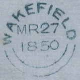 138799 1850 MAIL WAKEFIELD TO DEWSBURY WITH 1D PL.96 (SG8)(FK) MISSING IMPRIMATUR LETTERING.
