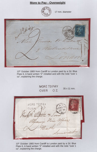 138813 1846-1888 COLLECTION OF UNDERPAID MAIL (26 ITEMS), 24 WITH 'MORE TO PAY' HAND STAMPS OR CHARGE MARKS.
