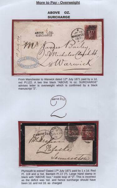 138813 1846-1888 COLLECTION OF UNDERPAID MAIL (26 ITEMS), 24 WITH 'MORE TO PAY' HAND STAMPS OR CHARGE MARKS.