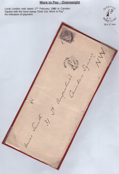 138813 1846-1888 COLLECTION OF UNDERPAID MAIL (26 ITEMS), 24 WITH 'MORE TO PAY' HAND STAMPS OR CHARGE MARKS.
