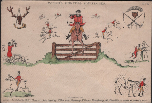 138814 CIRCA 1890 DERAEDEMAEKER REPRINT 'FORES'S HUNTING ENVELOPE No.4' HAND COLOURED.
