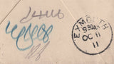 138829 1911 UNDELIVERED MAIL BIRMINGHAM TO EXMOUTH WITH 'EXMOUTH' SKELETON DATE STAMP.