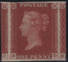 138835 1843 1D PL.81 (SG8)(ED) SUPERB MINT WITH HORIZONTAL GUIDELINE THROUGH VALUE (Spec BS30e).