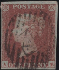138858 1850 1D PL.99 (SG8)(AE) MISSING IMPRIMATUR LETTERING, FINE USED.