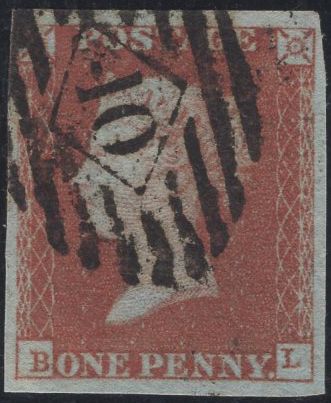 138877 1849 1D PL.96 (SG8)(BL) FINE USED.