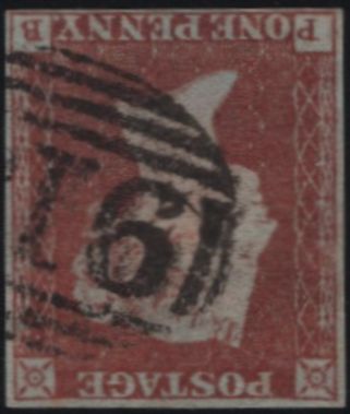 138888 1849 1D PL.90 WATERMARK INVERTED (SG8Wi) GOOD TO FINE USED.