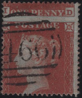 138919 1854 DIE 1 1D PL.185 (SG17)(JD) MISPLACED SHEET VARIETY, GOOD USED.