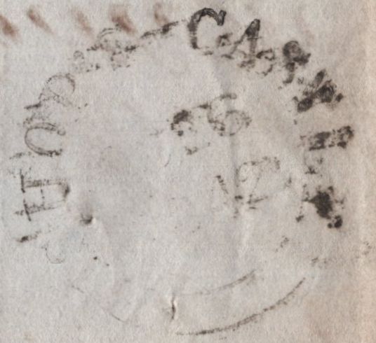 138930 1842 LETTER WELSHPOOL TO BISHOPS CASTLE, SHROPSHIRE WITH PAIR 2D BLUE (SG14) WITH SINGLE MALTESE CROSS CANCELLATION.