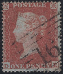 138940 1854 DIE 1 1D PL.194 (SG17)(DE) FINE TO VERY FINE USED.
