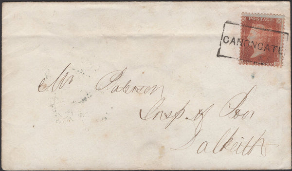 138945 1857 MAIL EDINBURGH TO DALKEITH WITH 'CANONGATE' SCOTS LOCAL CANCELLATION TYPE XVII.