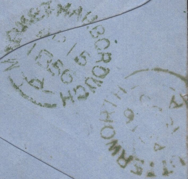 138946 1856 DIE 2 1D PL.28 (SG29)(IK) ON COVER MARKET HARBOROUGH TO LUTTERWORTH.