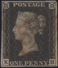 138947 1840 1D BLACK PL.6 (SG2)(KH) FINE USED.