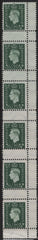 138949 1944 ½D GREEN GERMAN PROPAGANDA FORGERY, UNUSED STRIP OF SIX.