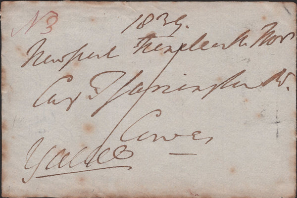 138951 1839 FREE FRONT NEWPORT, ISLE OF WIGHT, LOCAL USAGE WITH MANUSCRIPT 'N3' RECEIVING HOUSE MARK.