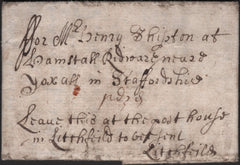 138952 1663 LETTER CLARE HOUSE (?) NOTTINGHAM (?) TO LITCHFIELD WITH FINE AND VERY EARLY LONDON BISHOP MARK.