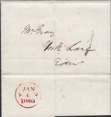 138954 1840 UNIFORM FOURPENNY POST, '1D' LOCAL RATE USED IN EDINBURGH JANUARY 6TH.